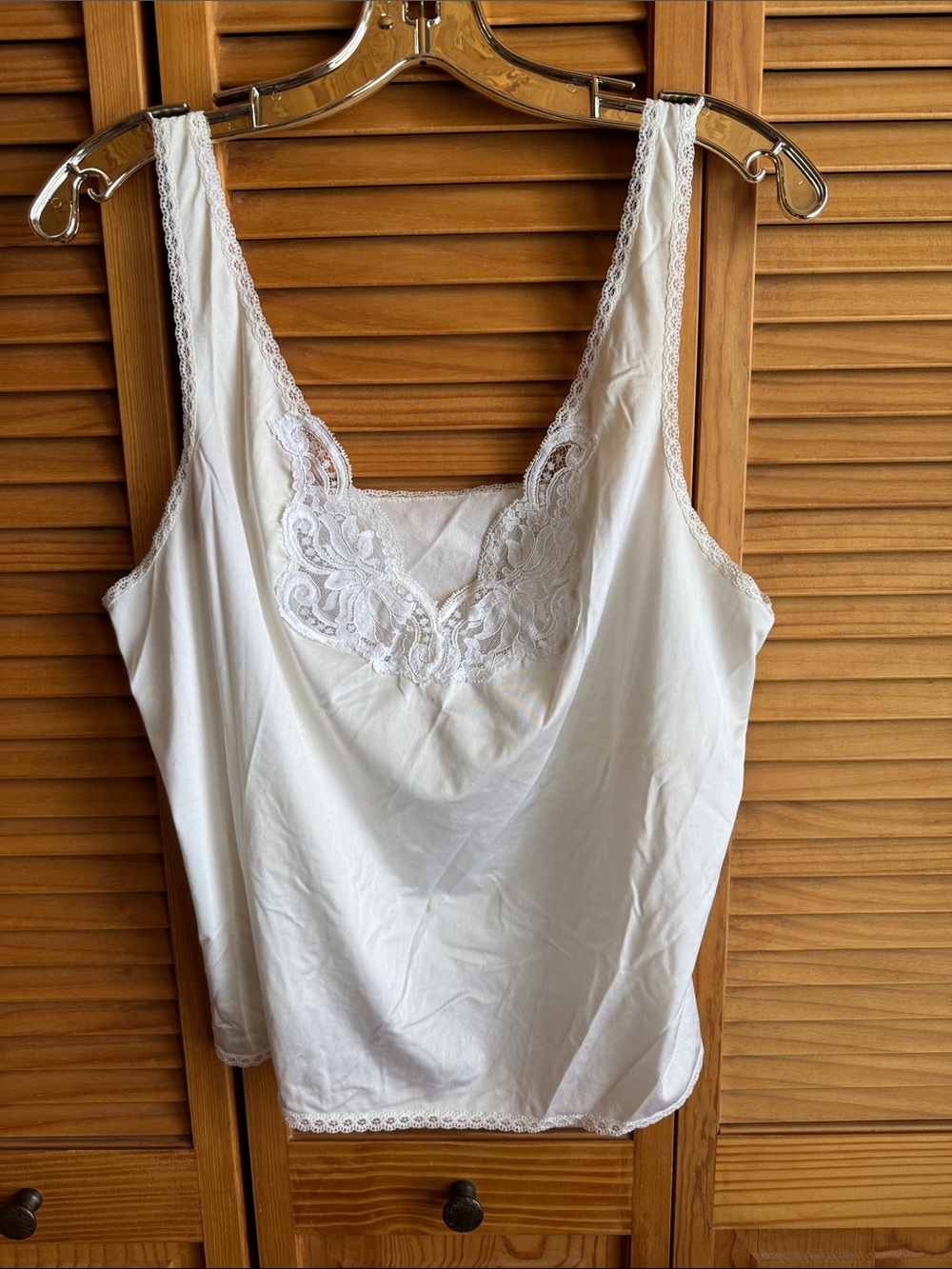 Classic Lace Trim White Chemise Slip